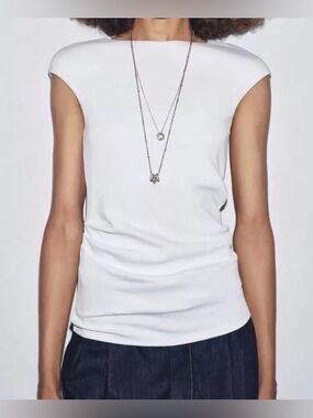 NWT Zara White Cap-Sleeve Top